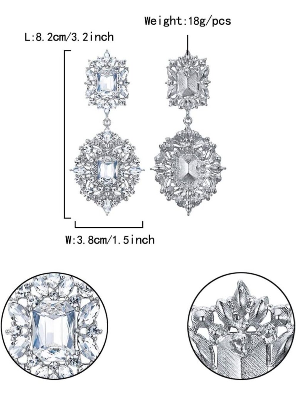 Vintage Art Deco Rhinestone Dangle Chandelier Earrings - Glamorous Clip-on Style - Picture 5 of 6